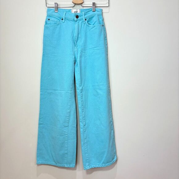 BDG Urban Outfitters High Rise Wide Leg Turquoise Blue Colored Jeans 25 Baggy - Picture 1 of 14